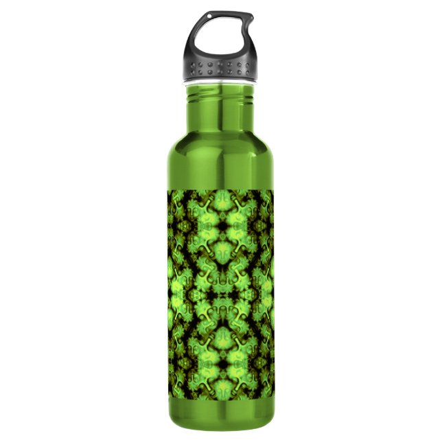 Grünes Buddha-Kaleidoskop Trinkflasche (Vorderseite)