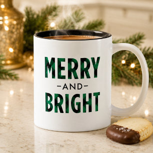 Grünes Büffelkariert Merry and Bright Zweifarbige Tasse