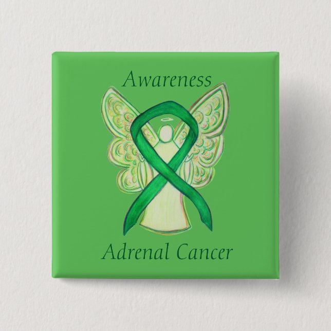 Grünes Button des Angel-Ribbon-Engels für Nebennie (Vorderseite)