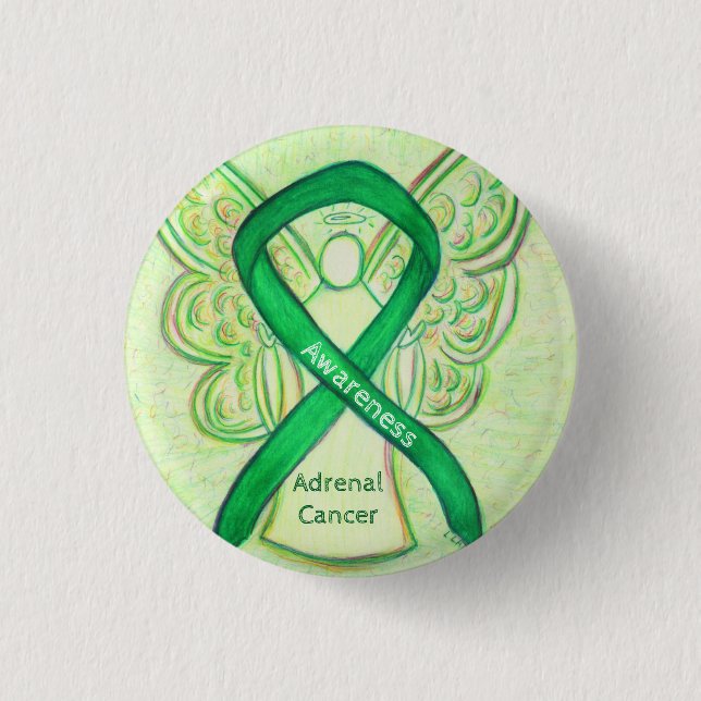 Grünes Button des Angel-Ribbon-Engels für Nebennie (Vorderseite)