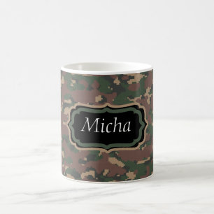 Grünes Camouflage-Gewohnheits-Monogramm TANs Brow Kaffeetasse