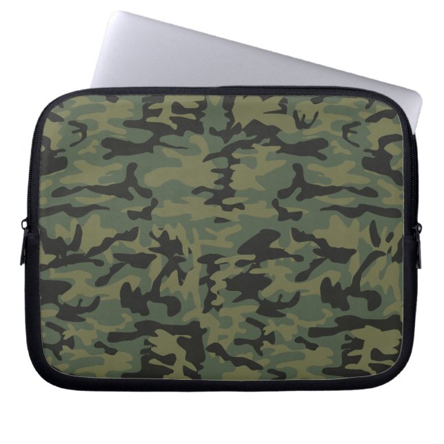 Grünes Camouflagemuster Laptopschutzhülle (Vorderseite)