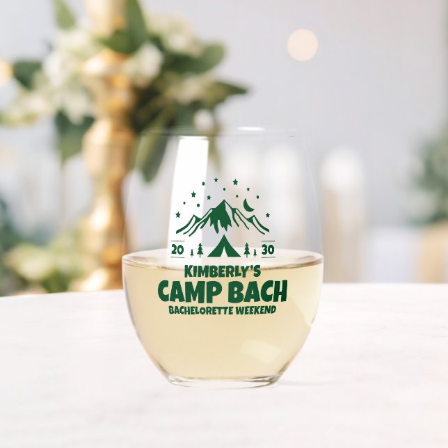 Grünes Camp Bachelorette Natur Weinglas Ohne Stiel (Insitu (Hochzeit))