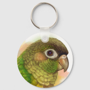 Grünes-cheeked conure realistische Malerei Schlüsselanhänger