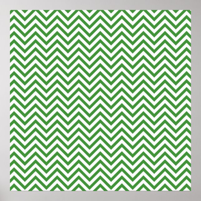 Grünes Chevron-Muster Poster (Vorne)