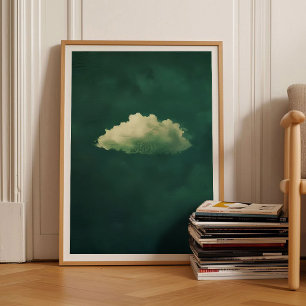 Grünes Cloud-Druck Moody Cloud-Malerei Smaragdgrün Poster