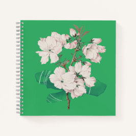 Grünes Cover mit weißem Blume-Notebook Notizbuch