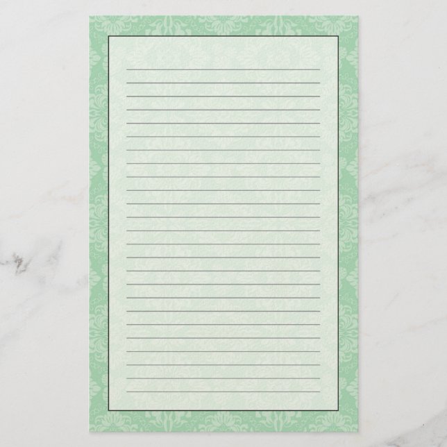 Grünes Damastmuster Briefpapier (Vorderseite)