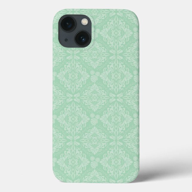 Grünes Damastmuster Case-Mate iPhone Hülle (Rückseite)