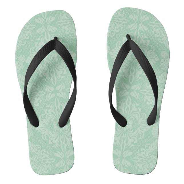 Grünes Damastmuster Flip Flops (Fußbett)