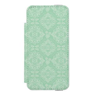 Grünes Damastmuster Incipio Watson™ iPhone 5 Geldbörsen Hülle