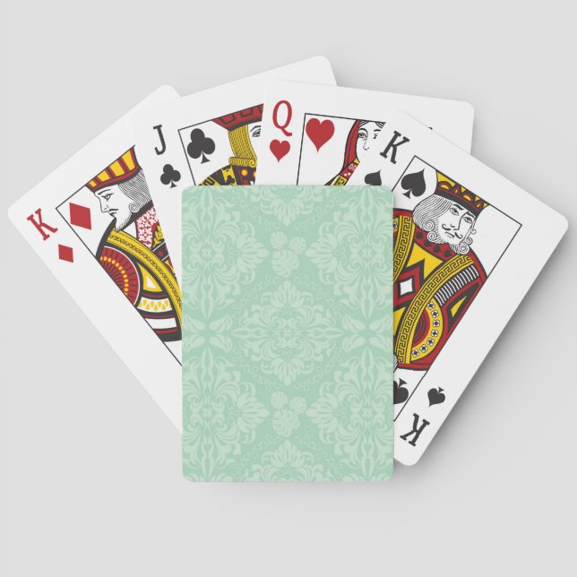 Grünes Damastmuster Spielkarten (Rückseite)