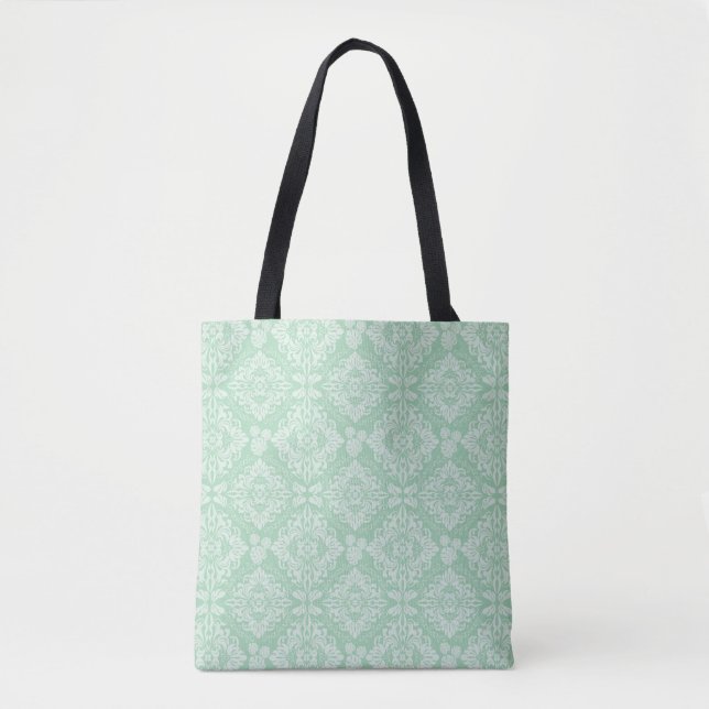 Grünes Damastmuster Tasche (Vorderseite)