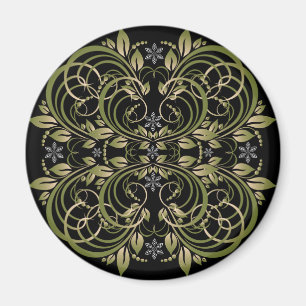 grünes dekoratives Blumenmuster Magnet