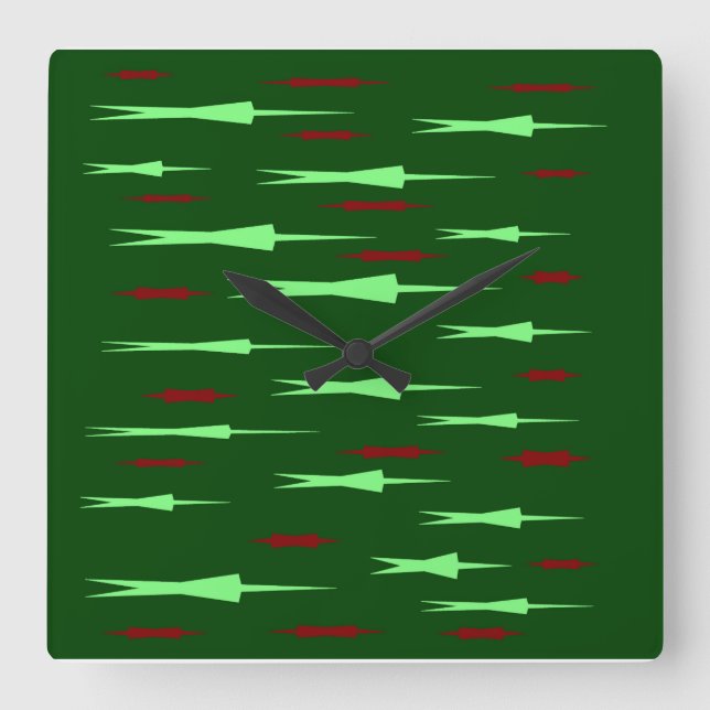 GRÜNES DESIGNETES WALL-HANGING-DEKOR QUADRATISCHE WANDUHR (Vorderseite)