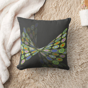 Grünes Digital-Schmetterlings-Grafik-Kunst-Kissen Kissen