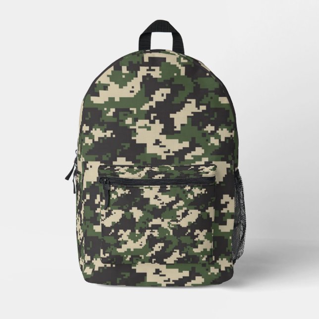 Grünes digitales Tarnmuster Bedruckter Rucksack (Vorderseite)