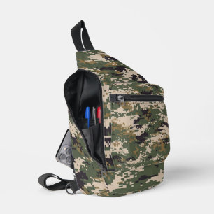 Grünes digitales Tarnmuster Crossbody Bag
