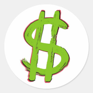 Grünes Dollar-Zeichen Runder Aufkleber