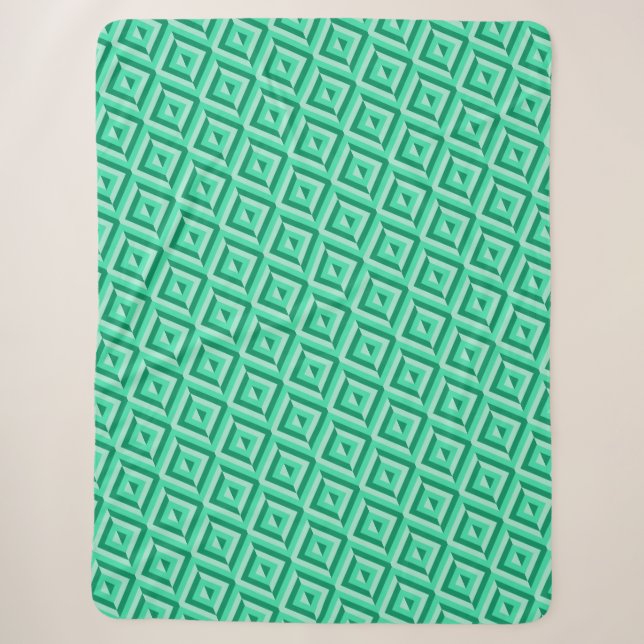 Grünes Drei-Tonen-Diamantmuster Sherpadecke (Vorderseite)
