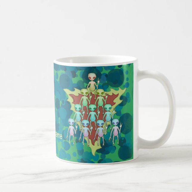 Grünes Dreieck Alien Kaffeetasse (Rechts)