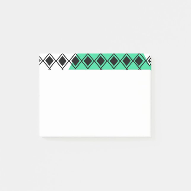 Grünes Dreieck Harlequin Post-it Klebezettel (Vorderseite)