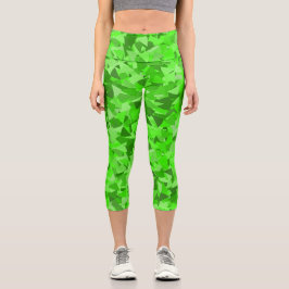 Grünes Dreieckmuster Capri Leggings
