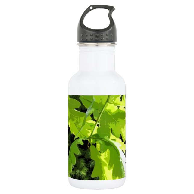 Grünes Eichen-Baum-Blätter Edelstahlflasche (Vorderseite)