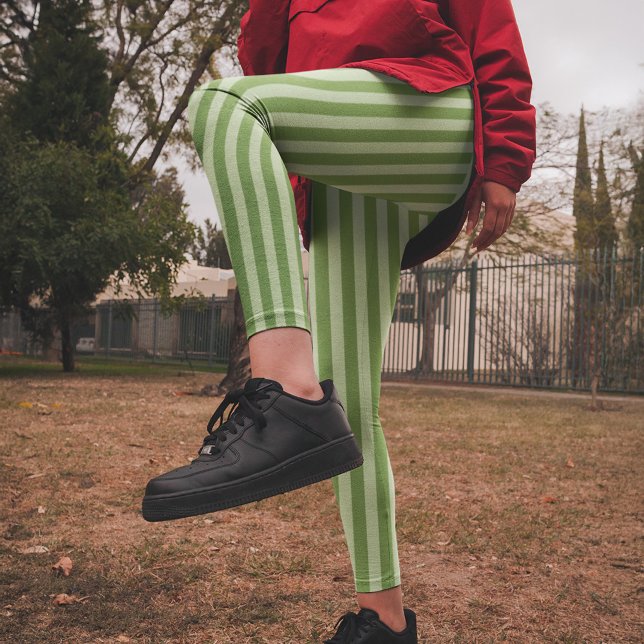 Grünes, einfaches Streifenmuster Leggings (Simple green striped pattern leggings)