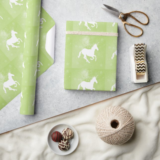 Grünes Einhorn-Hochzeitsbroschüre Geschenkpapier (Basteln)