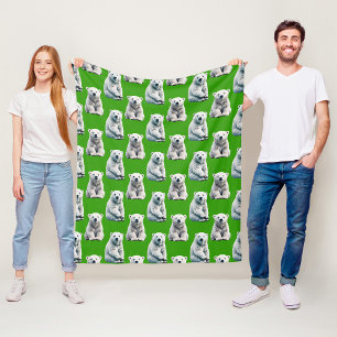 Grünes Eisbär-Musterdesign Fleecedecke