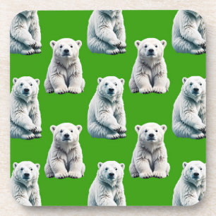 Grünes Eisbär-Musterdesign  Getränkeuntersetzer
