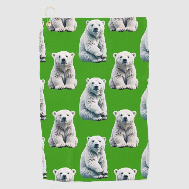 Grünes Eisbär-Musterdesign  Golfhandtuch (Vorderseite)