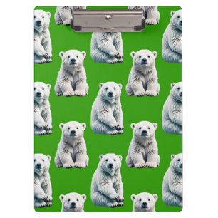 Grünes Eisbär-Musterdesign  Klemmbrett