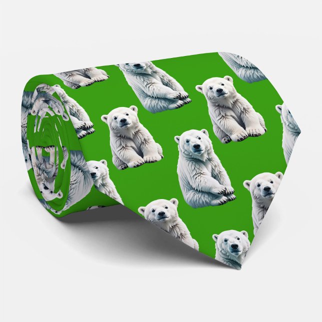 Grünes Eisbär-Musterdesign  Krawatte (Von Creator hochgeladen)