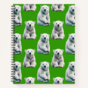 Grünes Eisbär-Musterdesign Notizbuch