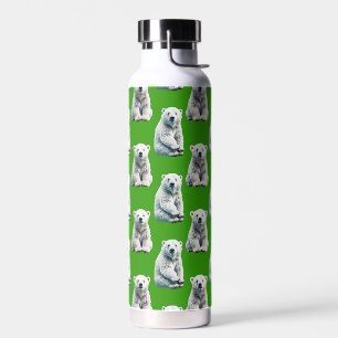 Grünes Eisbär-Musterdesign  Trinkflasche