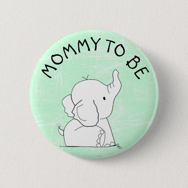 Grünes Elefant-Baby-Duschen-Button Button (Vorderseite)
