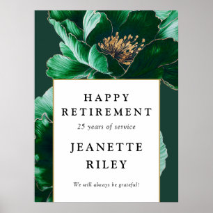 Grünes Elegantes florales Happy Retirement Begrüßu Poster
