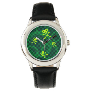 Grünes Emo-Muster mit Kreisen Armbanduhr