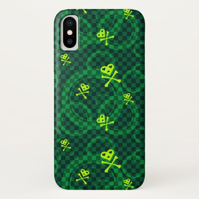 Grünes Emo Muster mit Kreisen Case-Mate iPhone Hülle (Rückseite)