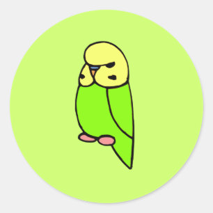 Grünes Englisch Budgie Runder Aufkleber