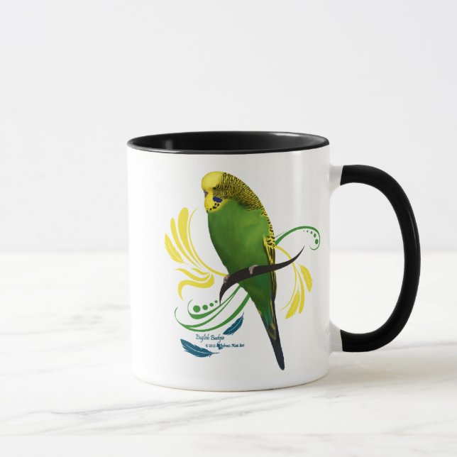 Grünes Englisch Budgie Tasse (Rechts)