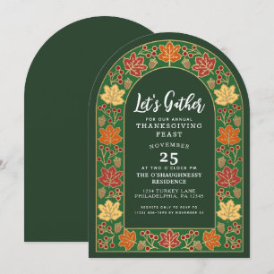 Grünes Erntedankfest-Dinner-Eichel-Herbstlaub-Boge Einladung