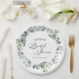 Grünes Eukalyptus-Blätter Botanisches Brautparty Pappteller