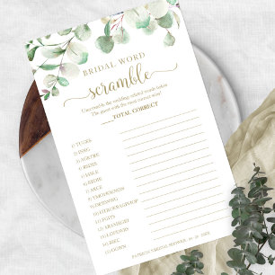 Grünes Eukalyptus-Braut-Wortverwirrspiel Flyer