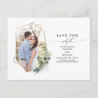 Grünes Eukalyptus-Foto Save the Date
