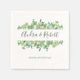 Grünes Eukalyptus-Girlande Hochzeit Serviette