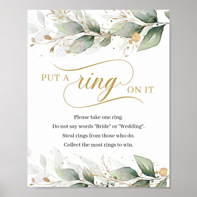 Grünes Eukalyptus-Gold setzt Ring auf sein Schilde Poster (Vorne)