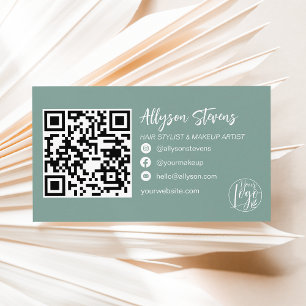 Grünes Eukalyptus-Haarschminke-Foto-Logo qr Visitenkarte